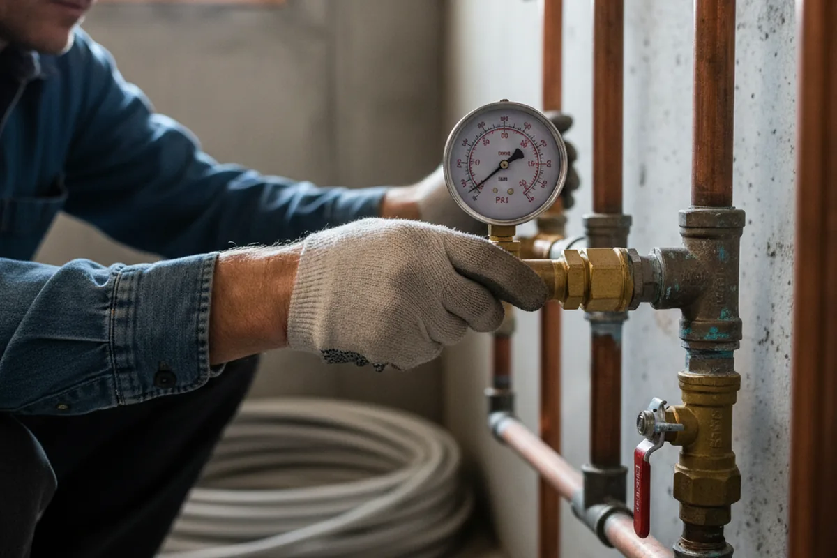Pressure testing a repaired line during Water Line Repair in Haslet